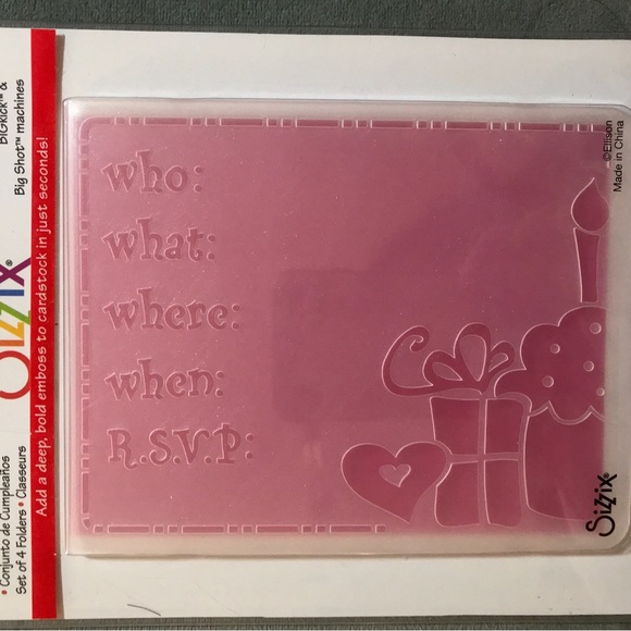 Sizzix 4-pc Embossing folders - Birthday Set - Picture 3 of 7